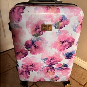 bebe Pink and Blue Floral Suitcase